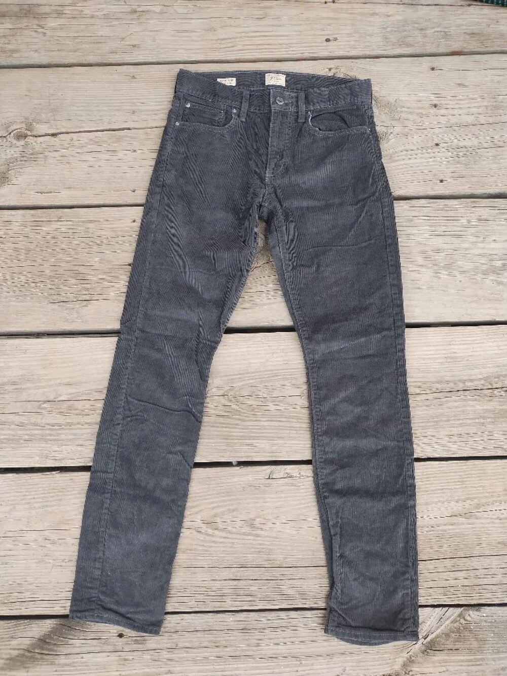 J. Crew Skinny Fit Stretch Corduroy Pants Grey 29x32